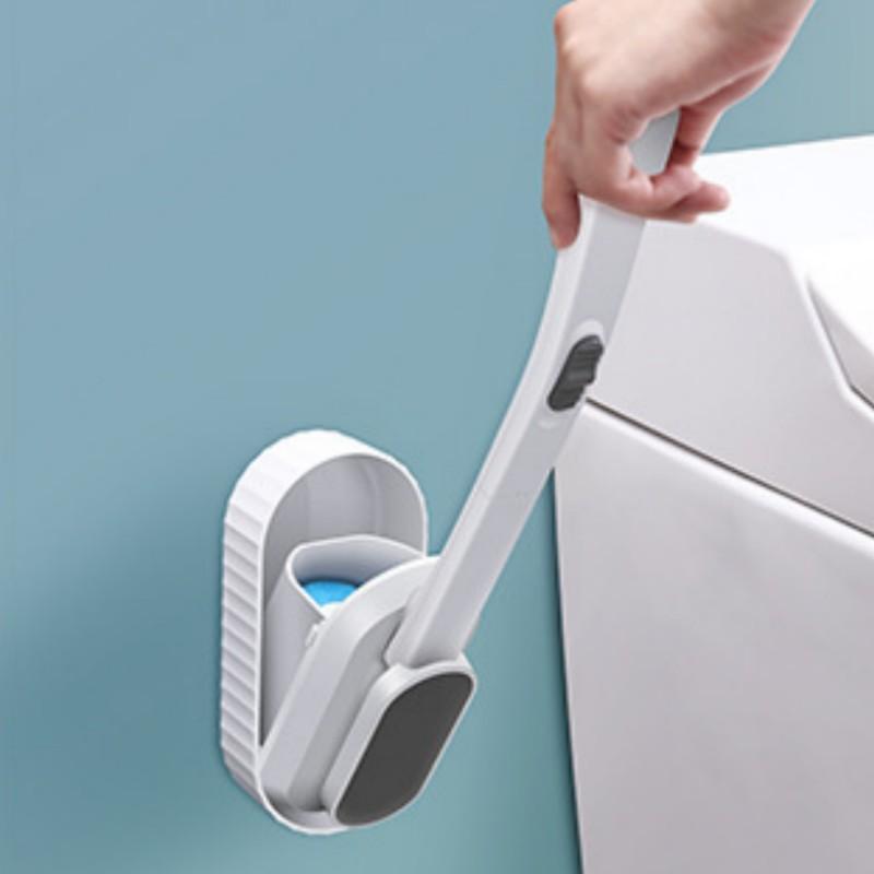Wall Mounted Disposable Toilet Brush with Cleaning Liquid No Dead Ends Clean Detachable Long Handle Bathroom Cleaning Tools