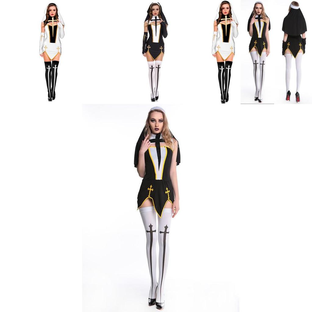 Eye-catching Naughty Nun Costume High Quality Black Fancy Dress For Women's Cosplay And Halloween