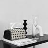 Original Design Saddle Leather English Tissue Box,Checkered Black White Cardboard Box for Face Towel Storage,Bedroom Desktop
