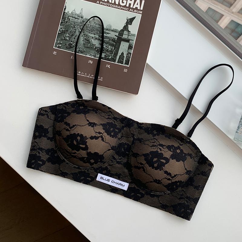 New French summer sexy lace underwear women's small breasts gather tube top explosion can be worn outside the bra