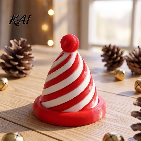 Portable Anxiety Relief Gadgets Spiral Christmas Hat Decompression Toy, 3D Printed Fidget Spinner Educational Toys for Sensory Processing Rotating