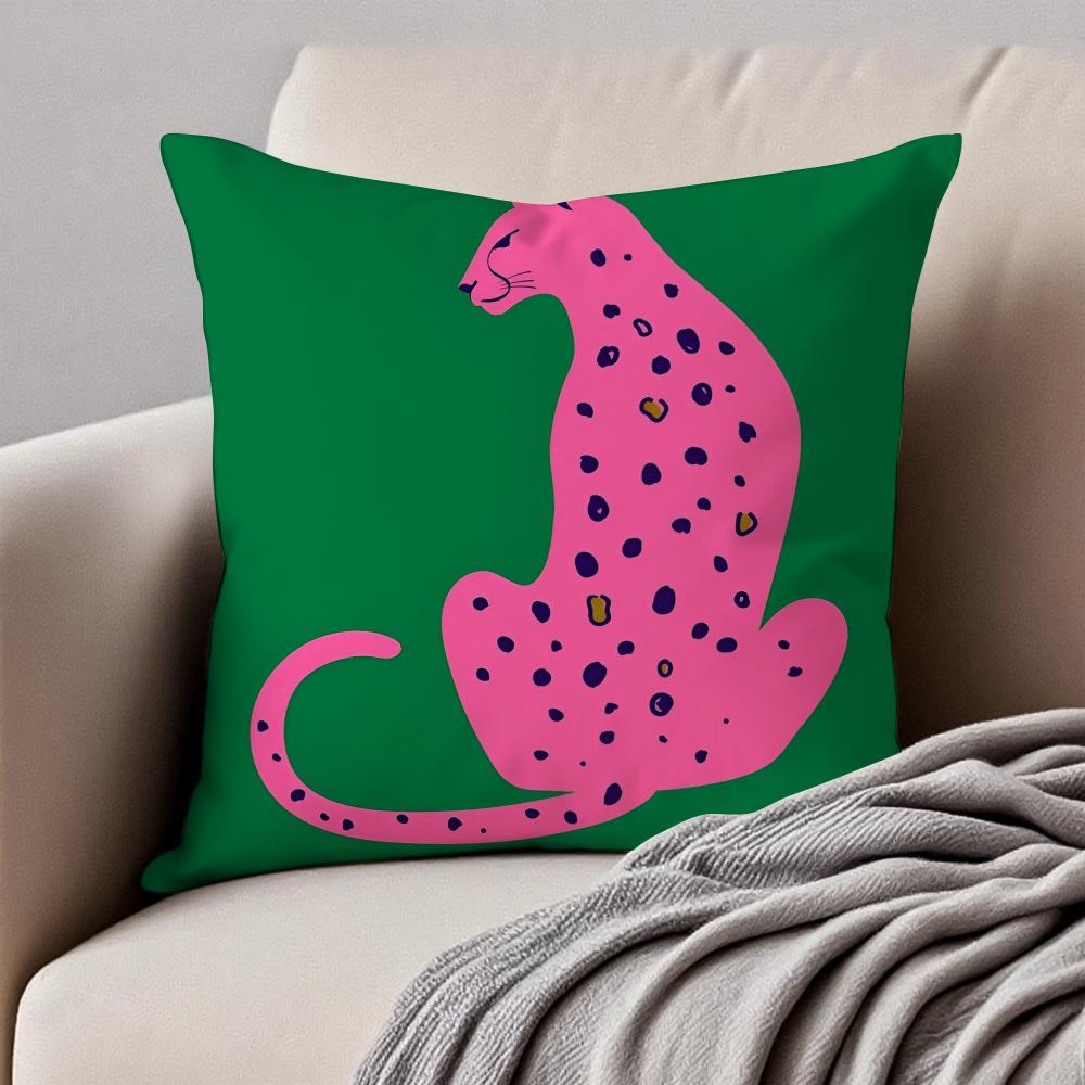 Geometric Animal Leopard Abstract Pattern Art Cushion Cover Pillowcase Antidustmite Invisible Zipper Short Plush Sofa Cushion