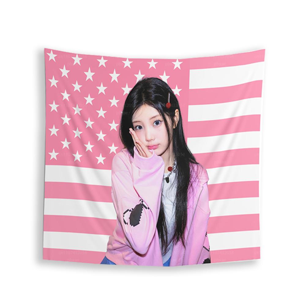 Kpop Wonhee Pink America Flag Tapestry Concert Flag Indoor Wall Hanging Decor Kpop Fan Gift Room Decor Wall Art Bedroom