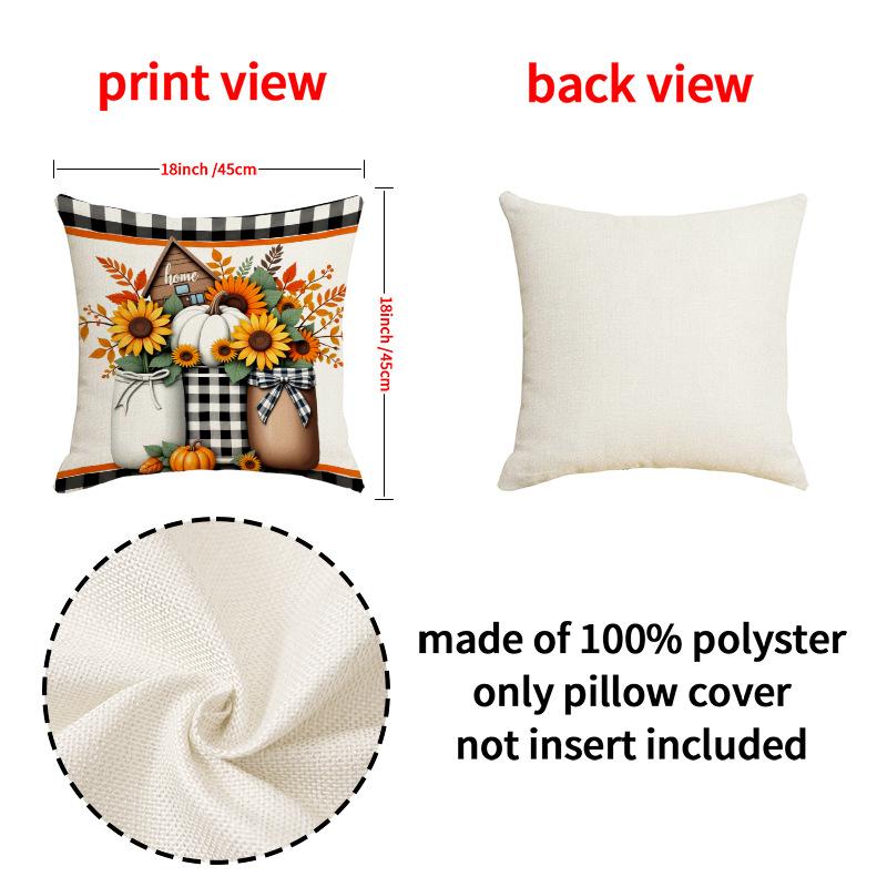 Autumn Harvest Theme Cushion Cover Floral Print Linen Cushion Cover Holiday Decorative Cushion Cushion Cover