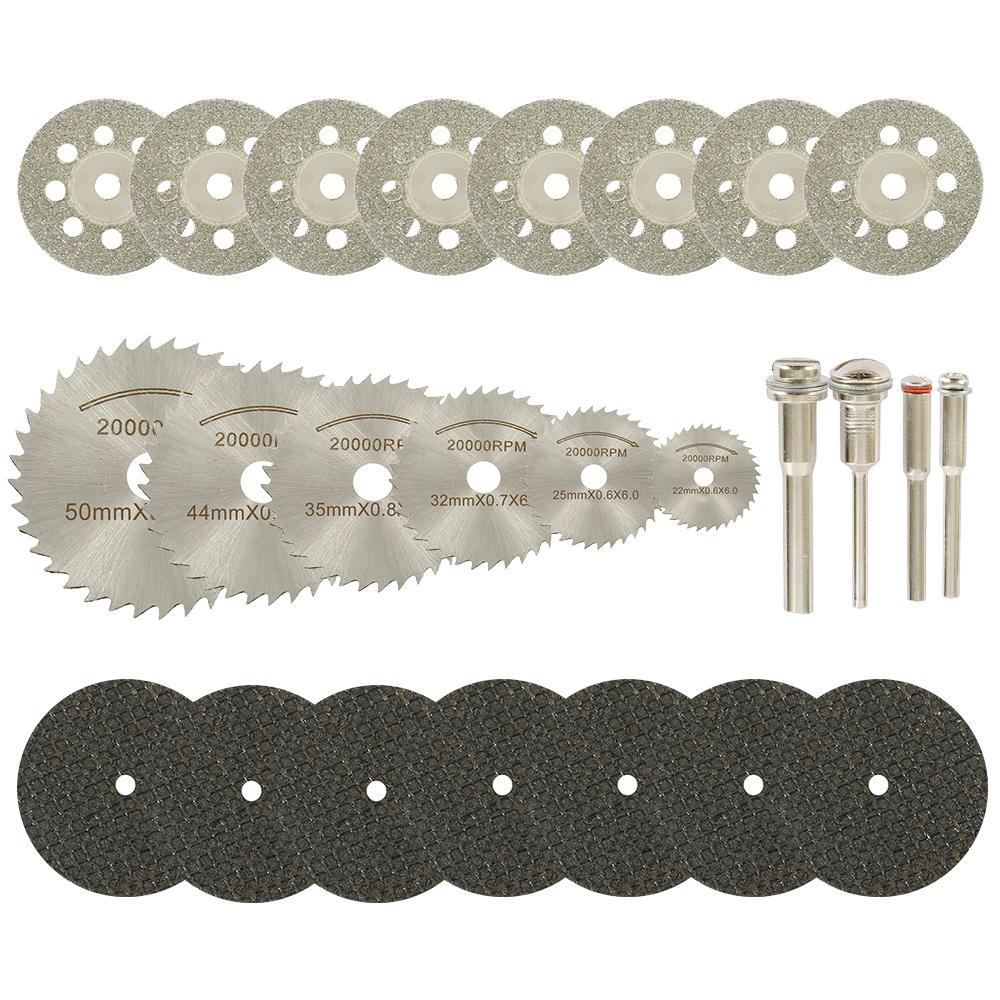 

32PCS HSS Mini Circular Saw Blade Set Diamond Cutting Disc for Dremel Power Tools Resin Cutting Saw Blades with1/8in 1/4in Rod Multipurpose Cutting