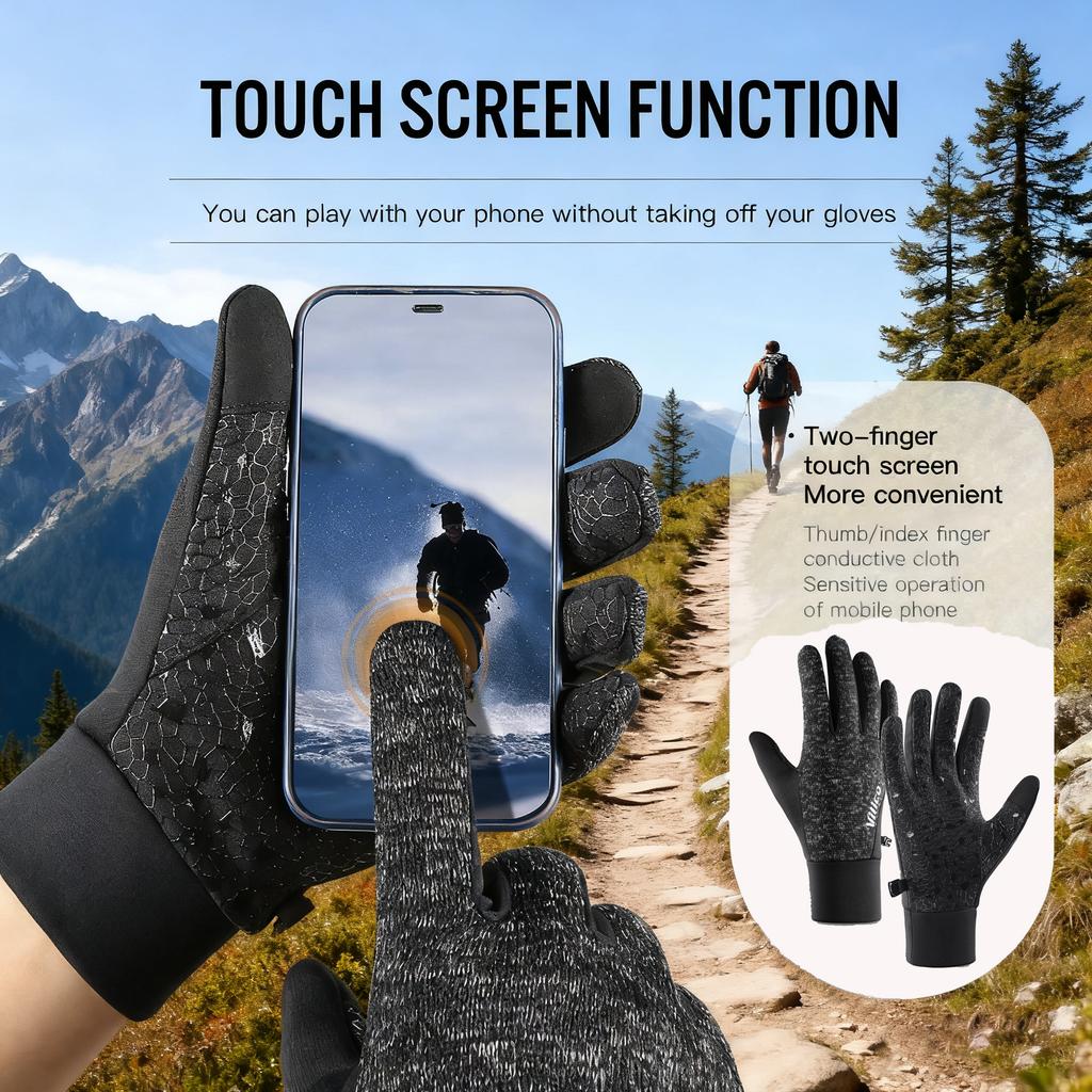 Outdoor Running Men'S Winter Warm Knitted Touchscreen Cycling Gloves Women'S Autumn Winter Thick Velvet Gloves