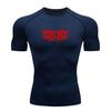 Men's Quick Dry Compression Workout T-shirt, Red Deathmetal Dripping Print Athletic Top for Gym Running Training Active Wear