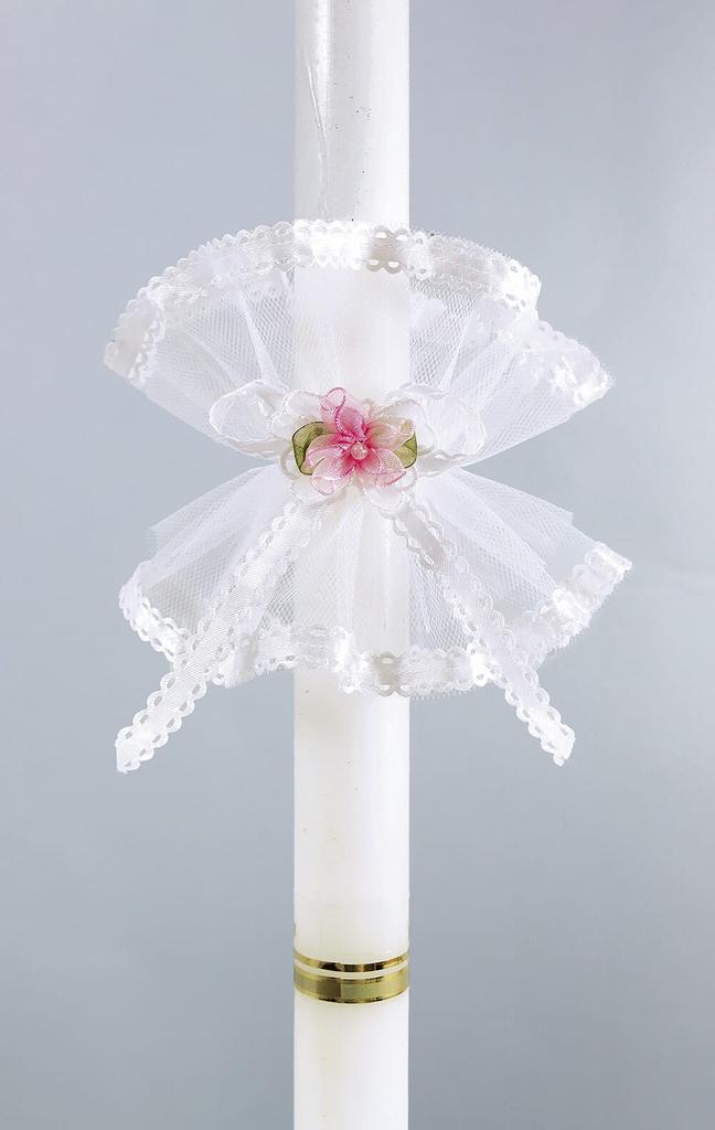 Candle Decoration Os-20 with a Pink Flower