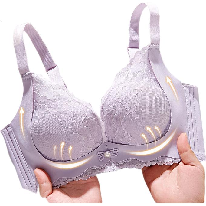 Cosmo Lady Women's Small Bust Push-Up Anti-Sagging Side Support Lift Enhancing Adjustable Wireless Lace Bra