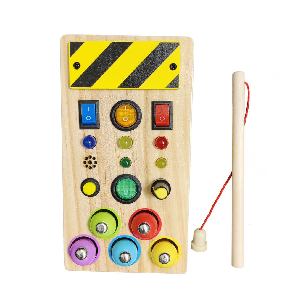 Cross wood children's educational early education tool analog electronic switching power supply LED light busy board busy light toy