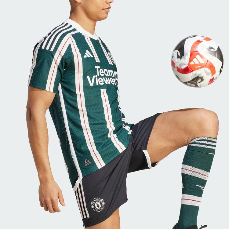Adidas Man Utd 23/24 Away Striped Short Sleeve Soccer Jersey - Player Version Men Tops Night-Sky-Green IP1824