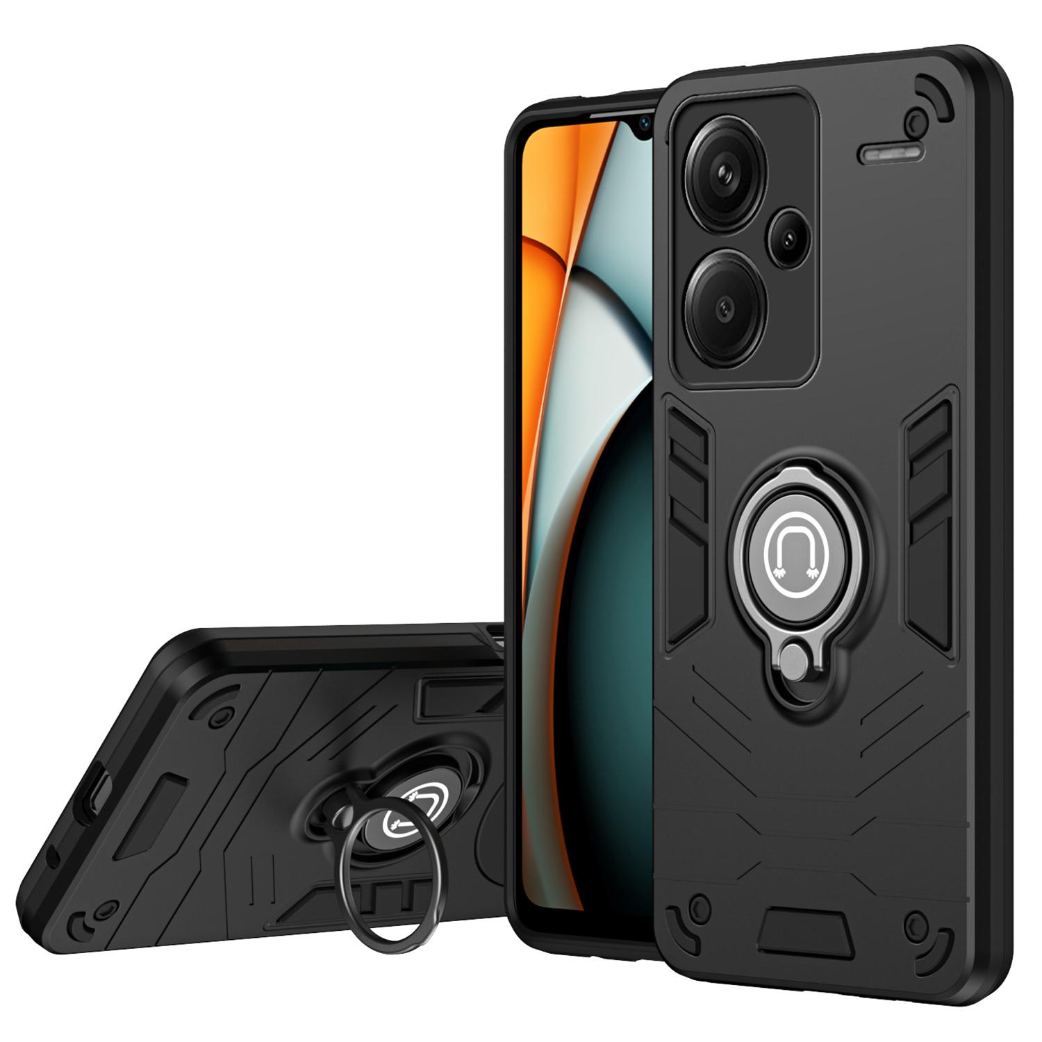

Чехол для Xiaomi Redmi Note 13 Pro+ 5G PC+TPU Кольцо-подставка Противоударный Чехол для телефона Black