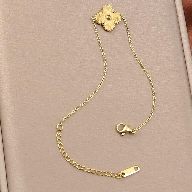 Edelstahl Glücksklee-Armband mit fünfblättrigem Kleeblatt Titanstahl-Armband Zartes Damenmodell