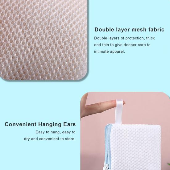 3 Stück Doppellagige Netz-Wäschegelbeutel Verhindern Verheddern der Kleidung Verdickt Pilling