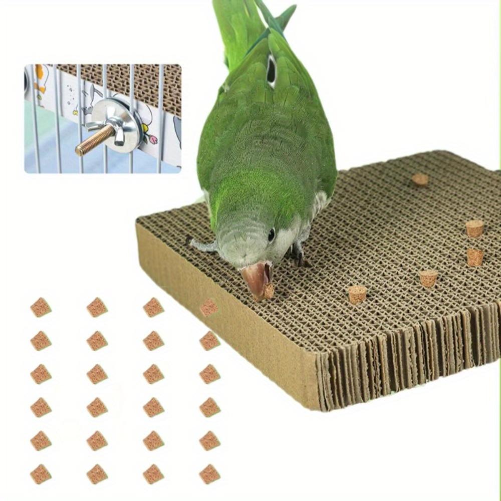 1Set Bird Paper Parakeet Shredding Chewing with cork Parrot Perch Platform Conure Foraging Small Birds Cage Accessory