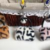 Colored Leopard Print Keychains Trendy Plush Bag Pendant Car Key Holder Accessories for Women Men Friendship Gifts Bag Charm