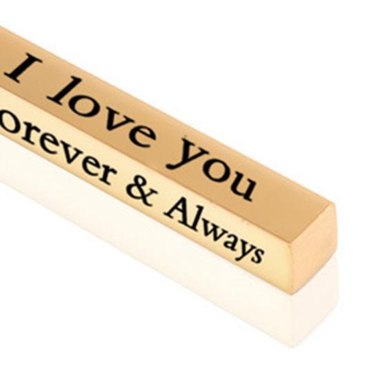 I Love You Letter Print Chain Couple Necklace Stainless Steel Square Bar Pendant Party Necklace Jewelry Accessories