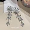 Elegant Rhinestone Flower Tassel Earrings - Light Luxury & Exquisite Design