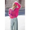 Relaxed Fit V-Neck Cable Knit Sweater