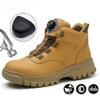 Botões giratórios Botas de trabalho Homens Sapatos de biqueira de aço Botas de segurança Sapatos de proteção à prova de furos Sapatos impermeáveis indestrutíveis Novos