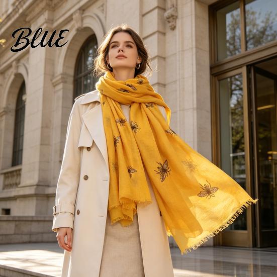 Comfortable Skin Friendly Scarf Lightweight for Women Cute Bee Pattern Neck Scarf Trendy Print Accessory Soft Long Thin Shawl Wrap Vacation Travel,