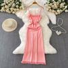French-Style Solid Knitted Fringe Halter Dress for Women 2026 New Arrival Summer Collection Elegant and Gentle Pink Resort-Style Maxi Dress
