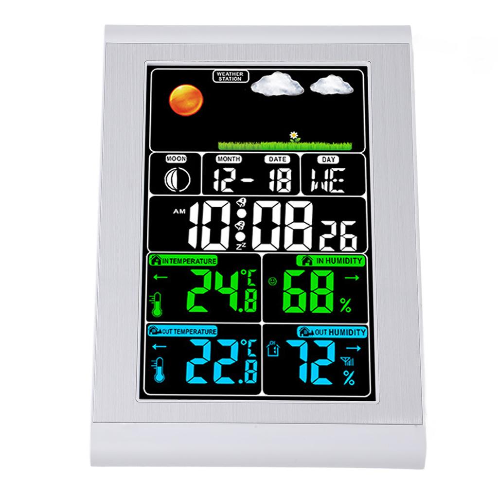 Weather Clock Wall Digital Display Garden Monitoring Indoor Outdoor Temperature Humidity Meter