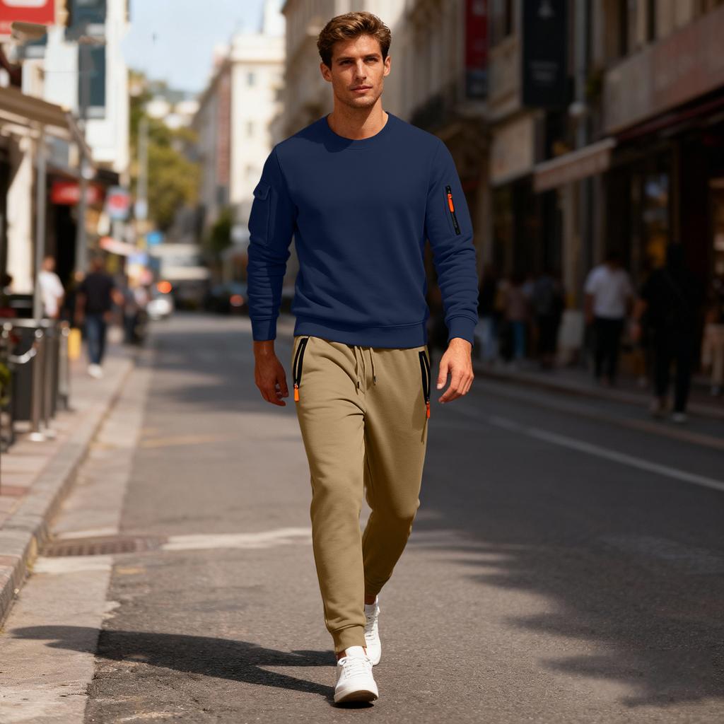 Men's Sweatshirt Suit Men's Solid Color Casual Sports Suit Sweatshirt Suit