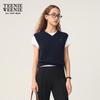 Teenie Weenie Damen Preppy Zopfmuster V-Ausschnitt Ärmellose Weste