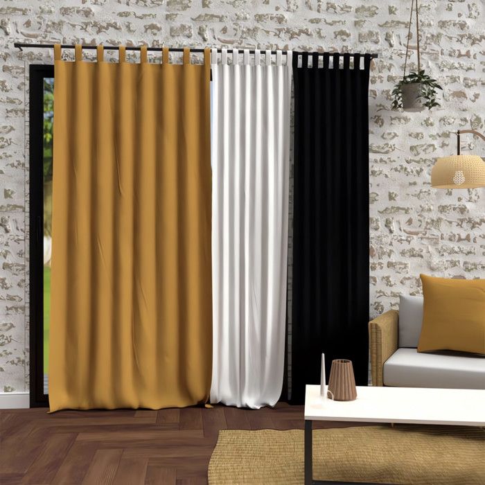 Washed Microfiber Tab Curtain 135X250 Cm BOHEME Mustard, by Soleil d'Ocre