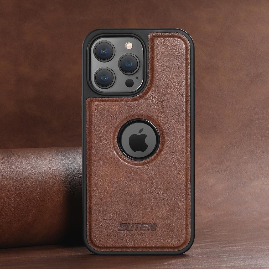 SUTENI Wireless Charging Luxury Faux Leather Magnet Phone Case for IPhone 17 Pro Max 16 Plus 15 14 13 12