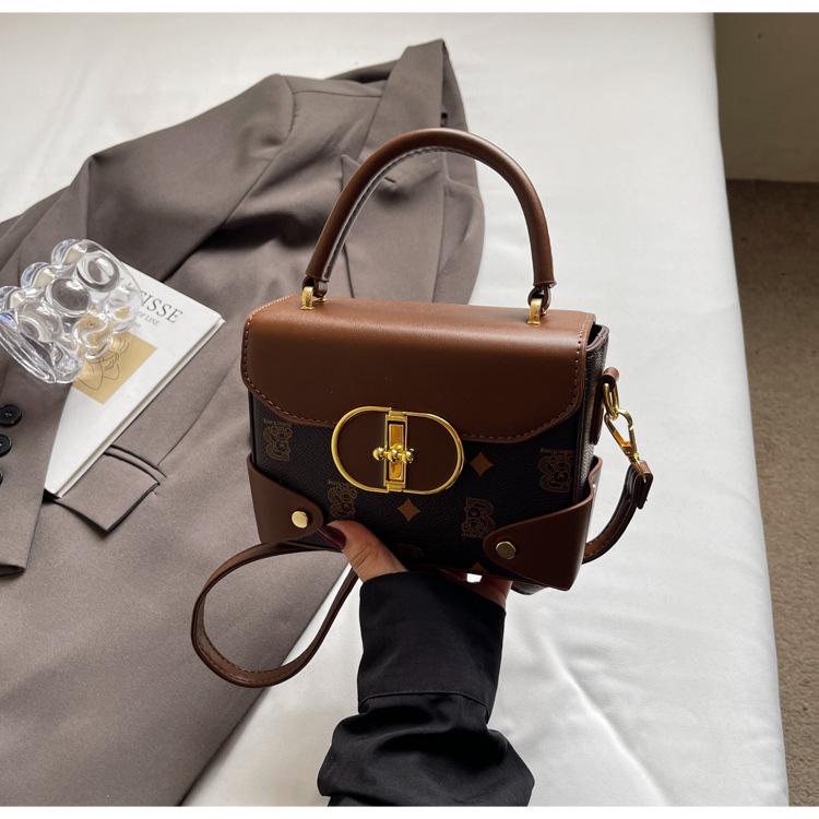 Premium contrasting color small bag women's 2025 new popular versatile messenger bag fashionable commuter small square bag