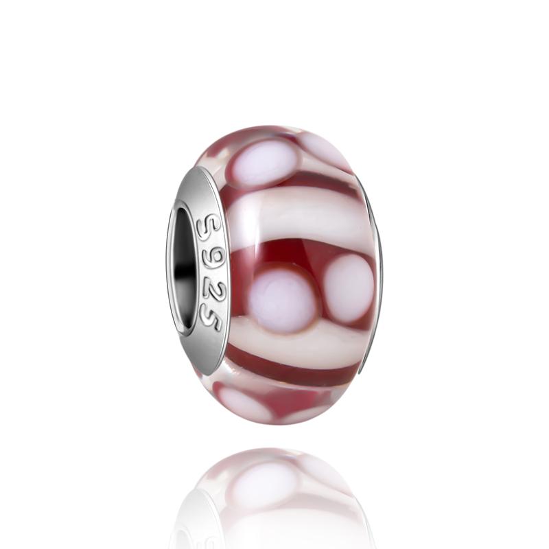 Matte Black Collection copper ThreeDimensional FlowerStriped Glass Bead Charms Compatible With Do It Yourself Bracelets Necklaces Exquisite Pieces P