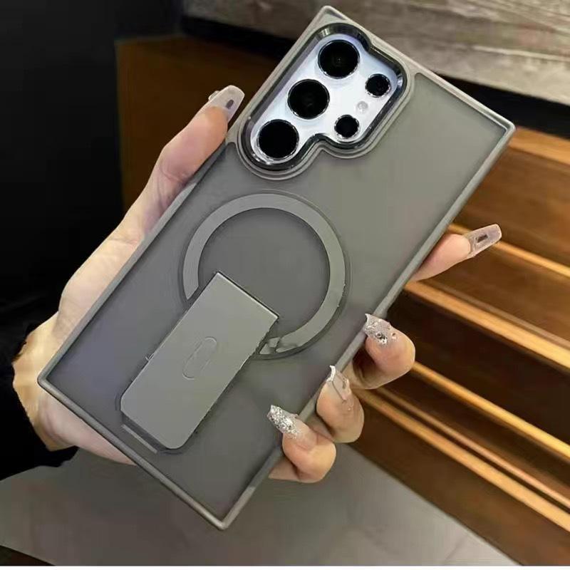 Suitable for Samsung S25ultra Mobile Phone Case Matte Bracket Magnetic Suction S24ultra Protective Case S23 New Anti Slip