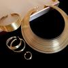 High-End European & American Metal Oval Earrings and Necklace Set - Simple Clavicle Chain for Women