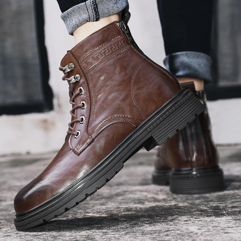 

Кожаные туфли Мужские кроссовки Мужская повседневная обувь Повседневные кроссовки Ботильоны Мокасины с круглым носком Зимние ботинки для мужчин Высокие ботинки Новые 44 коричневый