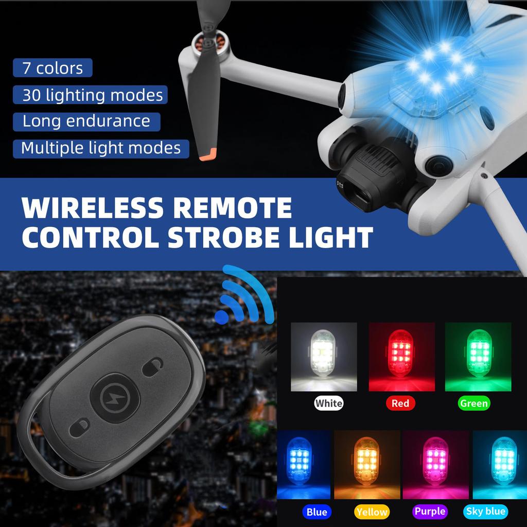 Led Motorcycle Drone Strobe Warning Light Flashing Light Portable Anti-Collision Light Wireless Remote Control Bike Safety Light