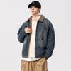 Men's Retro Maillard Lambswool-Lined Winter Denim Workwear Jacket