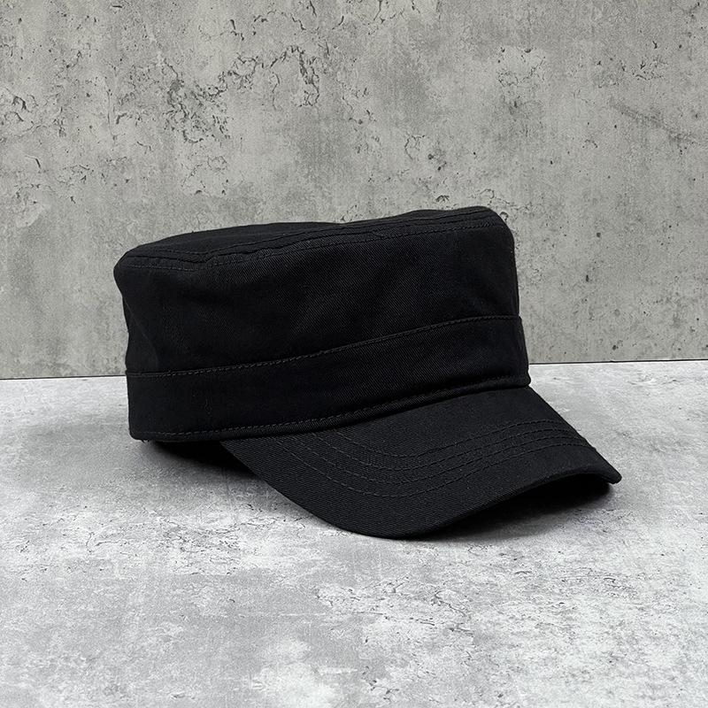 Large Size Rear Sealing Black Hat Men'S Spring And Summer Cap Middle-Aged Youth Flat Top Hat Casual Thin Cotton Cloth