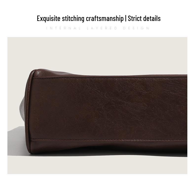 Trendy British-Style PU Leather Tote: Large Capacity, Versatile Commuter Shoulder Bag