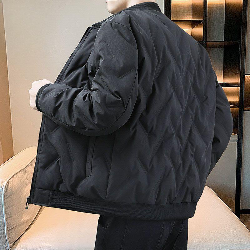 Luxury Winter Quilted Puffer Jacket Men Parkas Warm Zipper Windproof Chillproof Coat Short Tops Cotton-padded Jacket Black Red