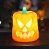 Halloween Pumpkin Lantern Electronic Candle Light Ornaments Portable Candle Holder Night Light Ghost Festival Decoration Props Atmosphere Layout