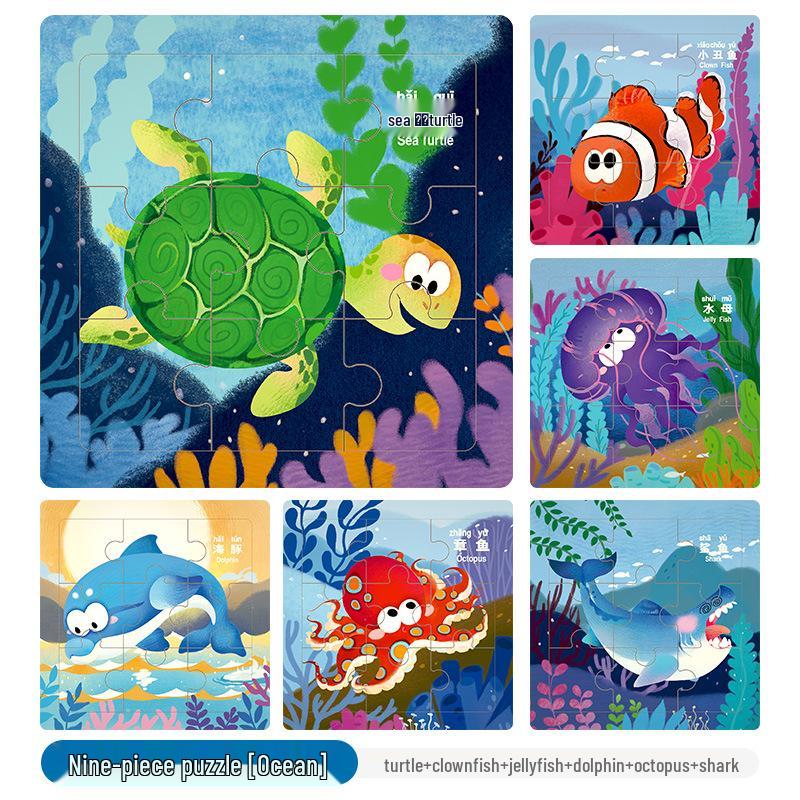 Children's Educational Wooden Animal Pattern Puzzles for Boys and Girls