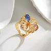 18K Gold Vintage Zircon Flower Ring - High-End Autumn/Winter Accessory