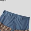 INCERUN Men Zip-up Plaid Wrap Waist Casual Loose Texture Baggy Trousers Pants