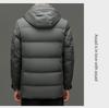 Men's Mid-Length Winter Down Jacket with Detachable Hood - Thick, Warm White Duck Down for Casual Wear
