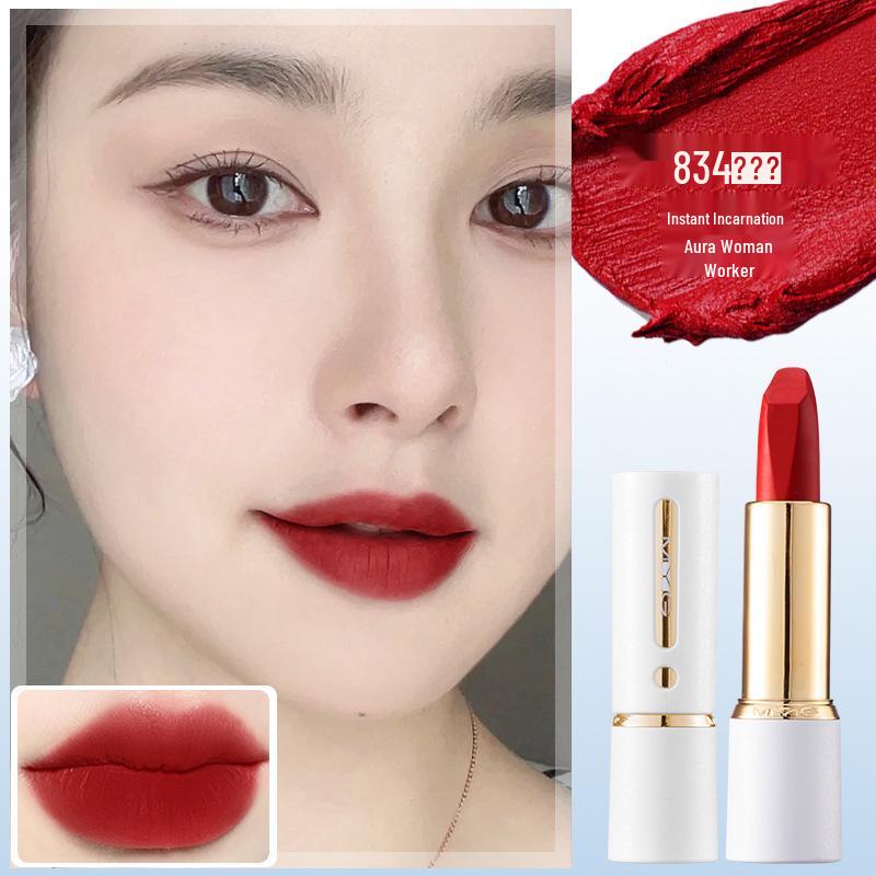 MYG Glamour Hall Waterproof Matte Lipstick: Long-Lasting, Non-Stick, Moisturizing, Sweat-Proof, Enhances Complexion - Little White Tube
