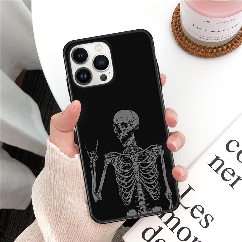 

Чехол с изображением черепа, скелета и татуировки, арт-чехол для телефона для iphone 14 13 12 11 Pro Max, чехол для iphone 14 13 Pro XS MAX X XR iPhone 11