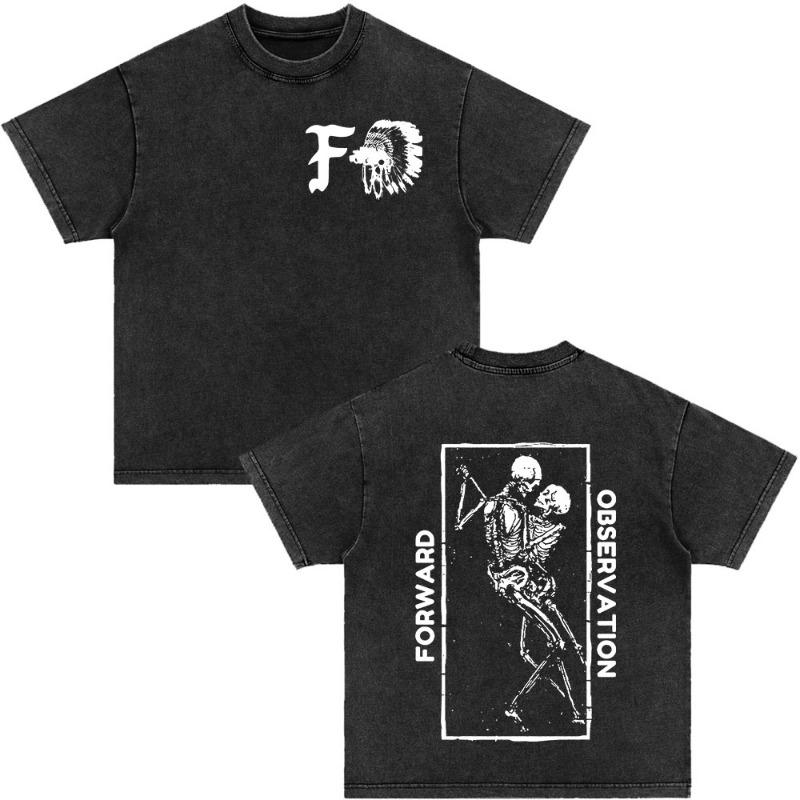 25SS High quality Vintage Rock Red Chili Printed Band Short Sleeve Heavy Washed Cotton Loose Casual Oversize Street Pop T-shirt