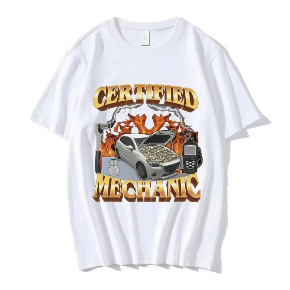 Fashion Certified Mechanic Meme Graphic Print TShirt Unisex HipHop Cotton Casual Loose Short Sleeve Tshirts Comfortable